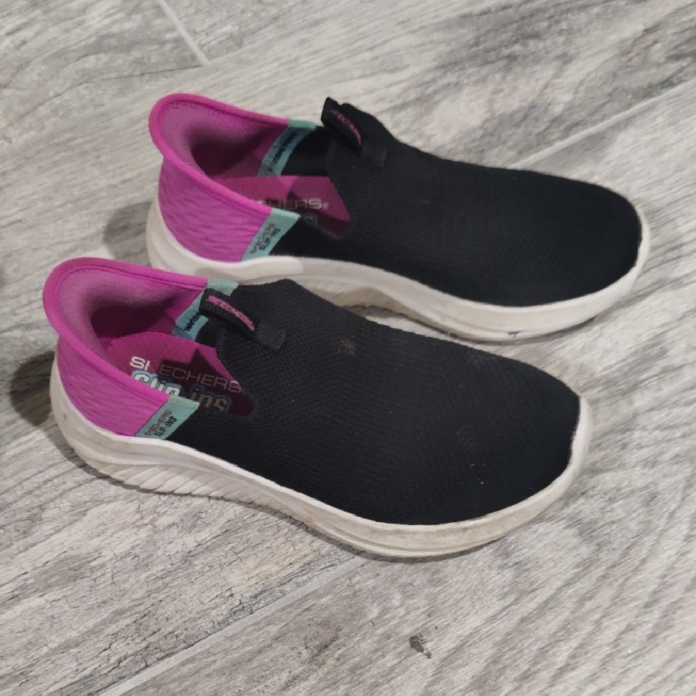Skechers Black and Pink Slip-On Shoes